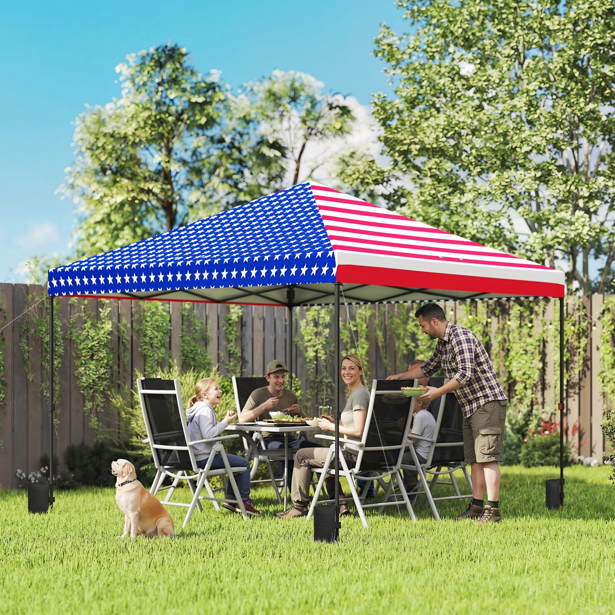 Celebrate in Style with the 10 x 10 ft Pop Up Canopy Tent American Flag - Americas 250th